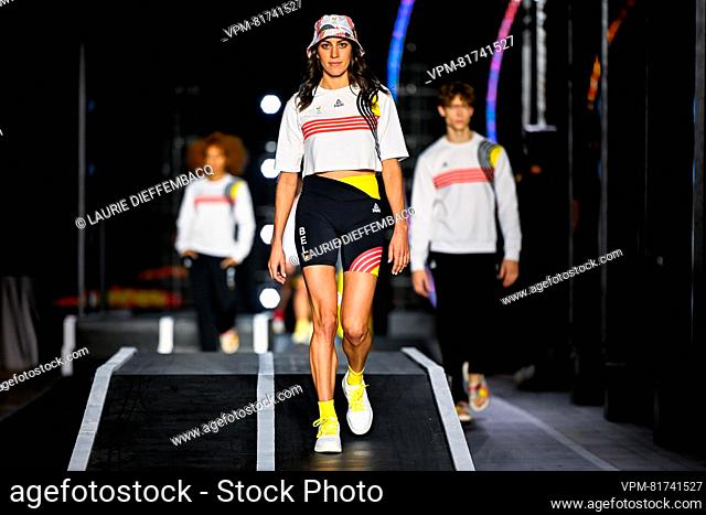 Belgian triathlete Claire Michel pictured during the presentation of the official Belgian outfit of 'Team Belgium' for the Paris 2024 Olympic Games