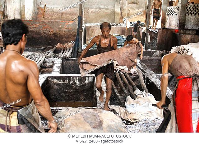 Bangladeshi workers are working in polluted area at Hazaribagh tannery. Dhaka's Hazaribagh area, widely known for its tannery industry