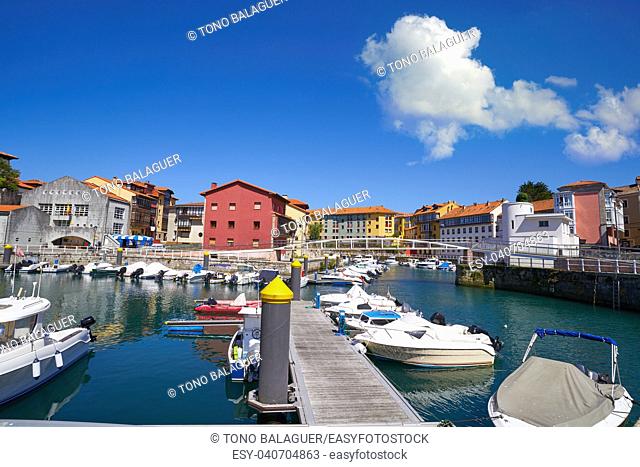 Llanes village port marina in Asturias of Spain
