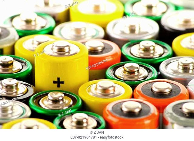 Composition with alkaline batteries. Chemical waste