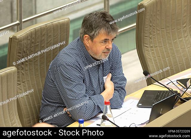 Leo Van Loo pictured during a session of the investigating commission on safety in daycare centers for children, at the Flemish Parliament in Brussels