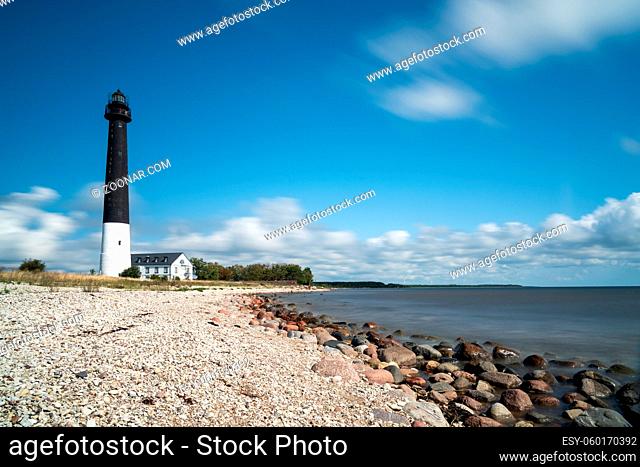 Saare, Estonia - 14 August, 2021: the Sorve lighthouse on Saaremaa Island of Estonia