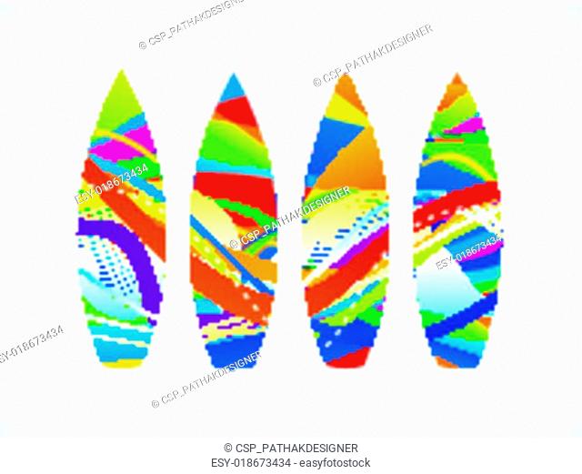abstract colorful surf board vector