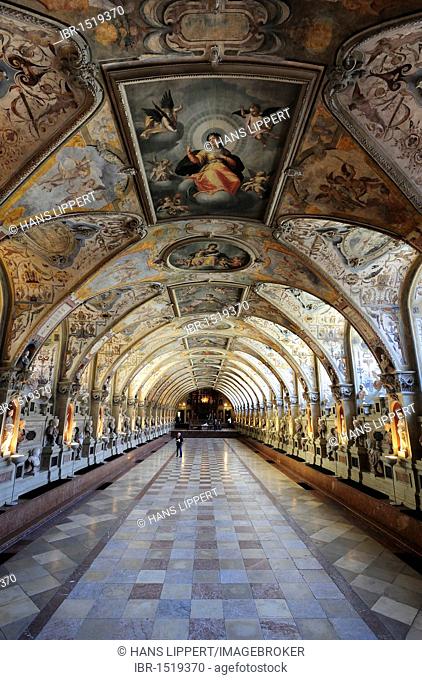 Antiquarium, Muenchner Residenz royal palace, home of the Wittelsbach regents until 1918, Munich, Bavaria, Germany, Europe