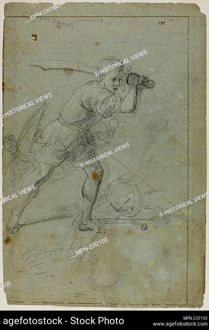 David Beheading Goliath (recto); Sketch of Draped Female Figure with Right Arm Raised Above Head (verso) - n.d. (recto); c