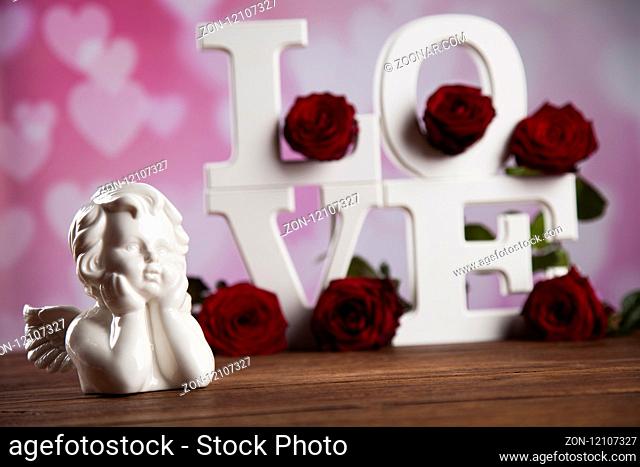 Angel, love, Valentine's day concept, heart background