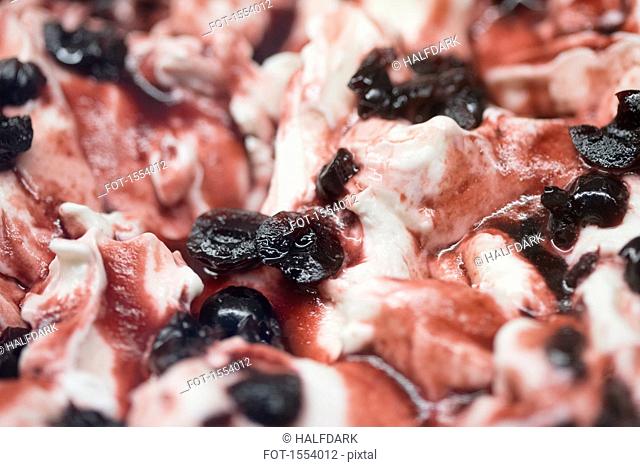 Full frame shot of ice cream with blueberries