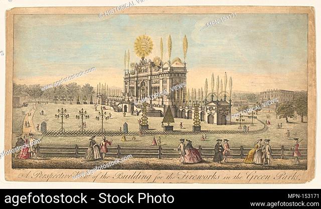 A Perspective View of the Building for the Fireworks in the Green Park, London, 1814. Artist: Paul Angier (French, active from ca