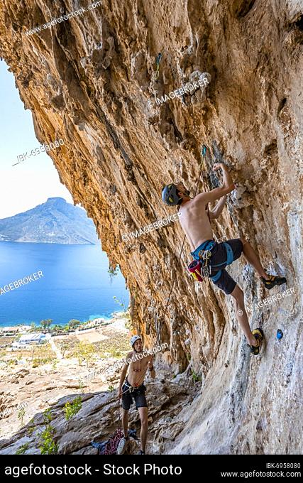 Grande Grotta, Armeos sector, lead climbing, sport climbing, Kalymnos, Dodecanese, Greece, Europe