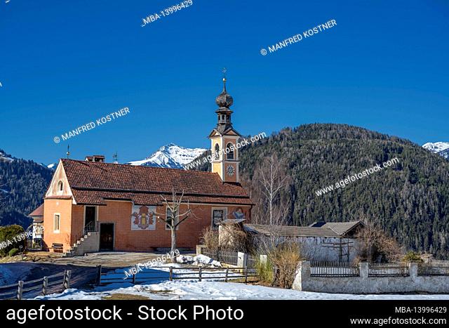 st. lorenzen, south tyrol, bolzano province, italy. the pilgrimage church of –€œour lady of loreto–€ in maria saalen