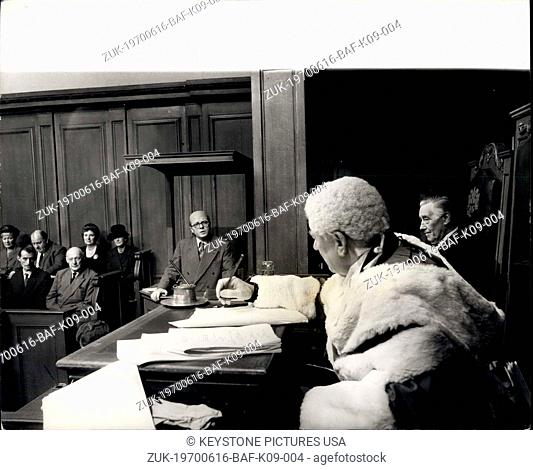 Jun. 16, 1970 - The Filming of '10 Rillington place' at Shepperton Studios: An exact replica of the No. 1 Courtroom at London's Central Criminal Court (The Old...