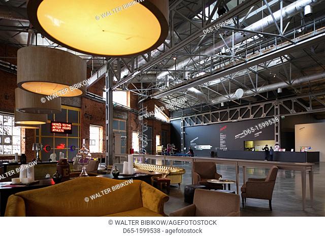 Russia, Moscow Oblast, Northerrn-Moscow-area, Moscow, Garazh Center for Contemporary Culture, arts center in renovated 1920s bus garage, interior