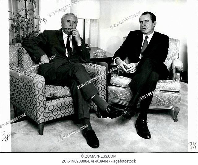 Aug. 08, 1969 - President Nixon Meets Mr. Wilson. President Nixon and Mr. Harold Wilson met for an hour at the home of the commander of the U