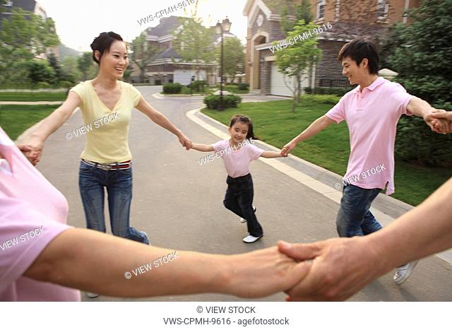 Chinese Families Playing Games Outdoors, Beijing, China