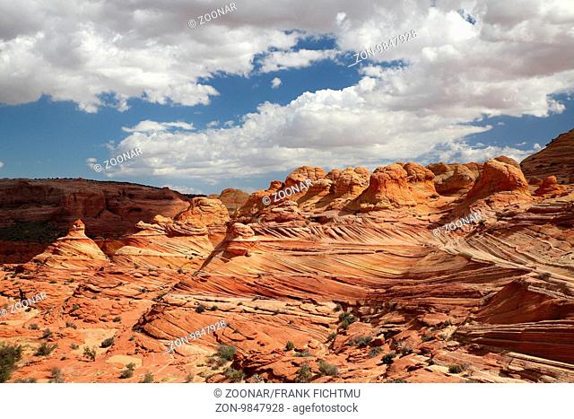 Sandtone formation in North Coyote Buttes, The Wave. Paria Canyon Vermillion Cliffs Wilderness. Utah/Arizona