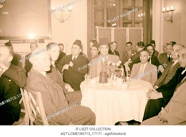 Reception at King David Hotel, Oct. 16, 1940 for Egyptians Ibrahim el-Mazuri & Table of guests including Mr. McPherson Chief Acct. & el-Mazuri, etc