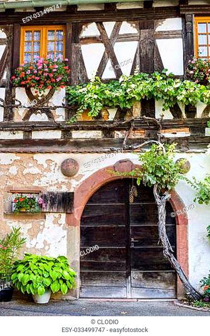 Boersch (Bas-Rhin, Alsace, France) - Exterior of old half-timbered house