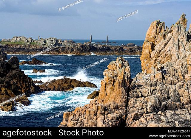Rocky coast of Pointe de Porz Men, ÃŽle d'Ouessant, France, Brittany, Département Finistère