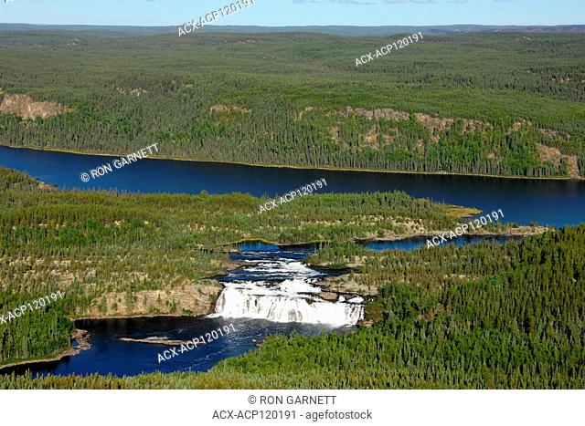 aerial, Lefty's (Hunt) Falls, Fond-du-Lac, Saskatchewan