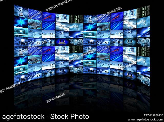 Multi screens showing business images