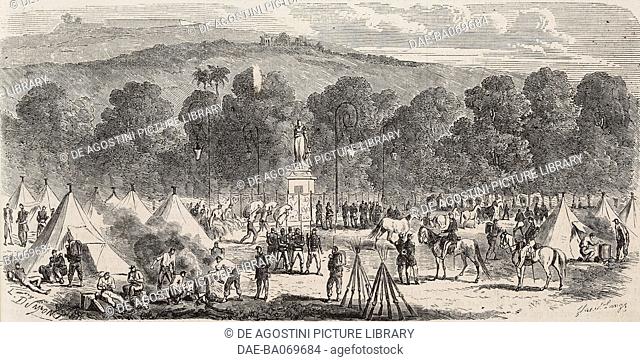 The camp of the troops led by the general Elie Frederic Forey (1804-1872), Fort-de-France, Martinique, French overseas department