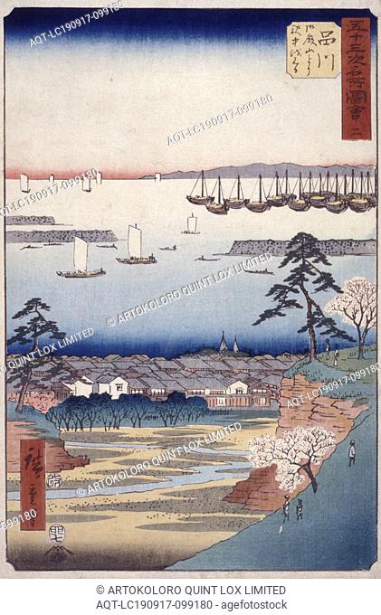 Station 2, Shinagawa, Utagawa Hiroshige ???? (Japanese, 1797-1858), ink on paper, color woodblock print, No measurement details., Asian Art