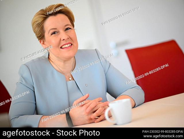 02 March 2023, Berlin: Franziska Giffey, chairwoman of the SPD Berlin, governing mayor of Berlin, speaks during a dpa interview