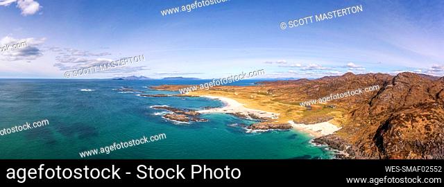 UK, Scotland, Panoramic view of Ardnamurchan peninsula and Sanna Beach