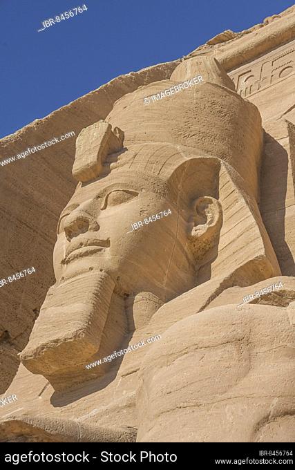 Statue Pharaoh Ramses II Rock Temple Abu Simbel, Egypt, Africa