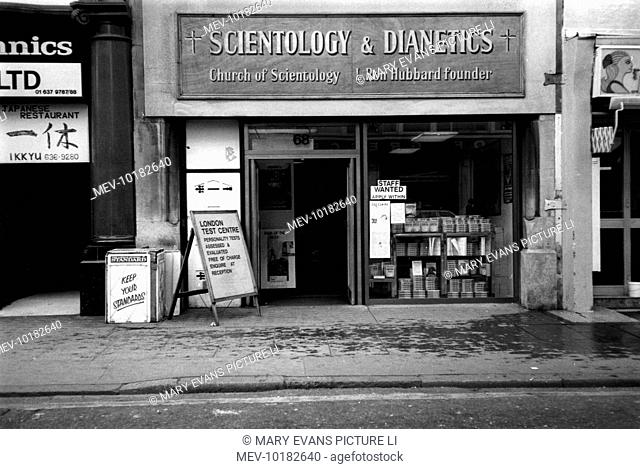 The Scientology and Dianetics shop of Tottenham Court Road, the London headquarters of the religious sect founded by L. Ron Hubbard in Camden, New Jersey, U