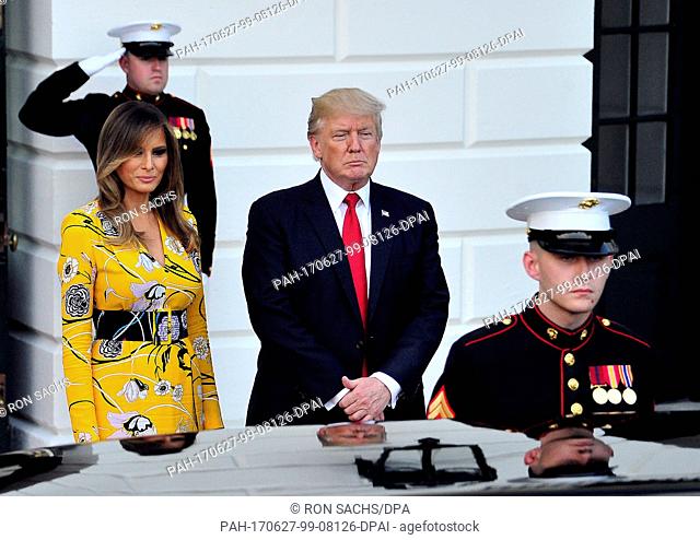 United States President Donald J. Trump and first lady Melania Trump bid farewell to Prime Minister Narendra Modi of India to the White House in Washington