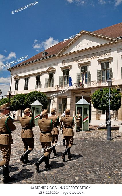 Changing of the Guard at Buda Castle on Castle Hill in Budapest, Hungary