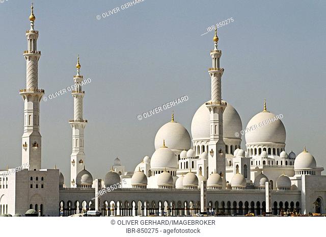 Building site of the Sheikh Zayed bin Sultan Al Nahjan Mosque, Grand Mosque, third largest mosque in the world, Abu Dhabi, United Arab Emirates, Asia