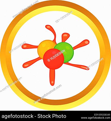 Colorful paintball blob vector icon in golden circle, cartoon style isolated on white background