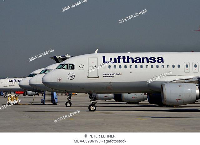 Germany, Bavaria, Erding, airport, Munich, airplanes, park position