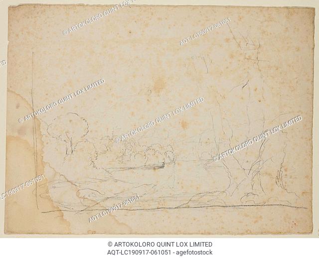 Thomas Cole, American, 1801-1848, Landscape, 19th century, graphite pencil on off-white wove paper, Sheet: 10 5/8 × 14 1/4 inches (27 × 36.2 cm)