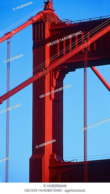 Detail of Golden Gate Bridge, San Francisco, California, North America