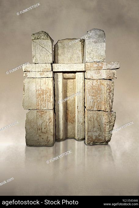 Ancient Egyptian False Door stele of Princess Wehemnefret, limestone, Old Kingdom, 4th Dynasty (2543-2435 BC), Giza, Western Cemetery, mastaba of Wehemnefret