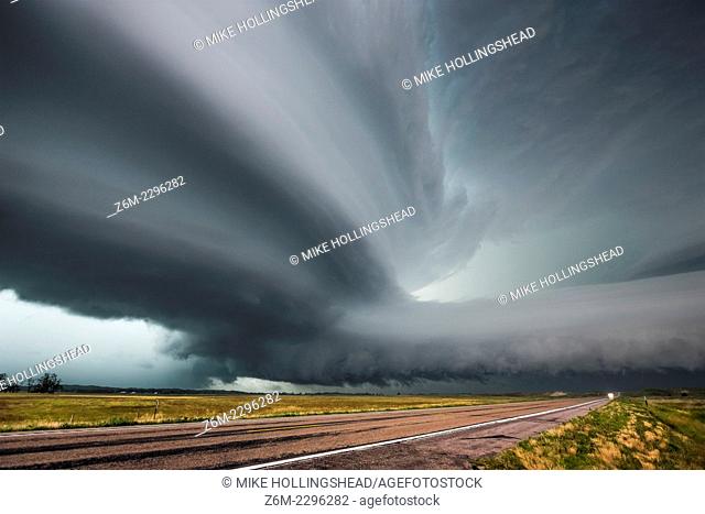 Very intense high precipitation supercell storm moves south in the Nebraska Sand Hills south of Valentine, July 13, 2009