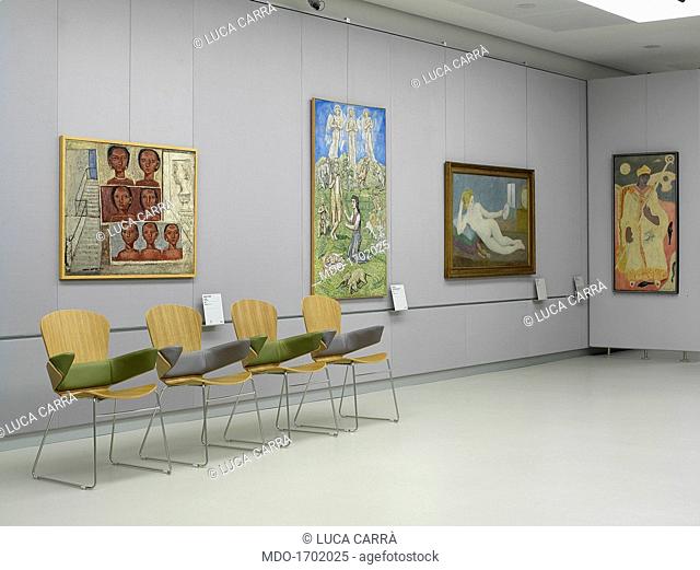 Museo del Novecento, by Italo Rota and Fabio Fornasari, 2010, 21th Century. Italy, Lombardy, Milan. Whole artwork view. View of a room as in the first layout of...