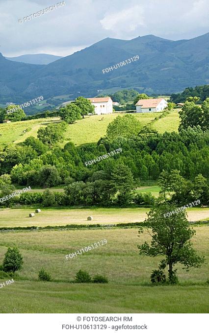 Sare, France in Basque Country on Spanish-French border, is a hilltop 17th century village surrounded by farm fields and mount Rhune in the Labourd province