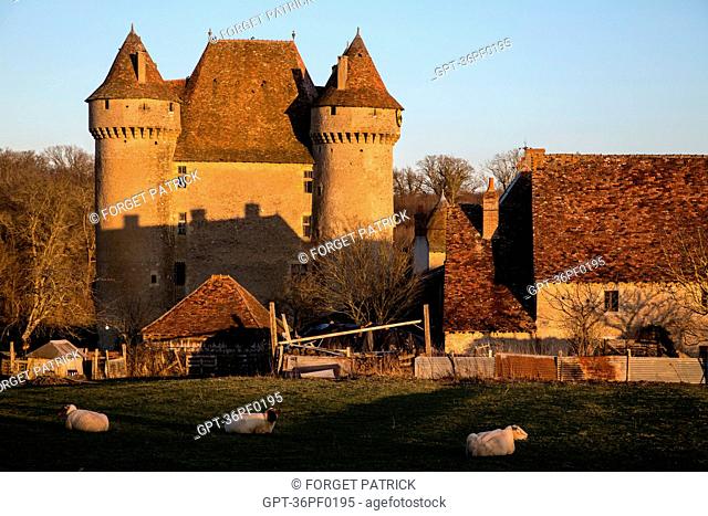 CHATEAU OF SARZAY, FORMER FEUDAL FORTRESS FROM THE 14TH AND 15TH CENTURY, GEORGE SAND'S BLACK VALLEY IN THE BERRY (36), FRANCE