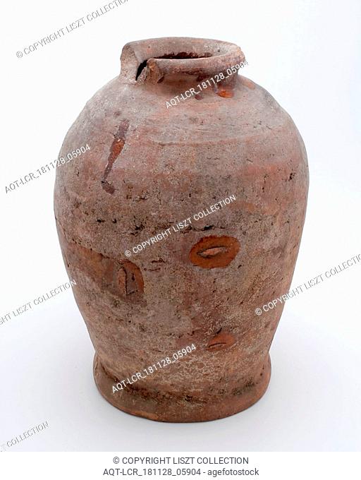 Pottery pot on stand, baluster shape, was used in the sugar industry, sugar bowl pot holder soil find ceramic earthenware glaze lead glaze