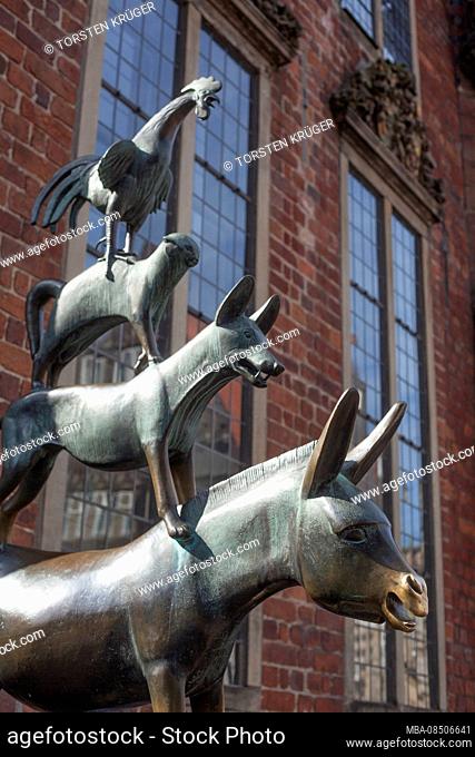 Bremen Town Musicians, bronze sculpture by the artist Gerhard Marcks, Bremen, Deutschland