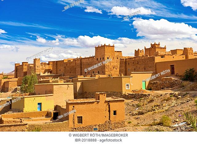 Houses and kasbahs, mud fortresses, residential castles of the Berbers, Tighremt, Nekob, southern Morocco, Morocco, Africa