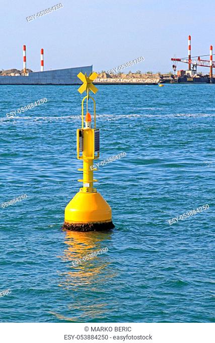 Yellow Special Mark Navigational Buoy in Venetian Lagoon