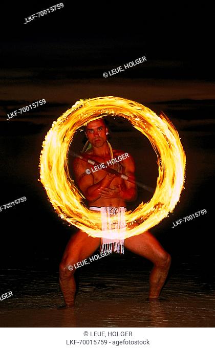 Firedancer Taputu, Tiki, Theatre Village, Moorea French Polynesia