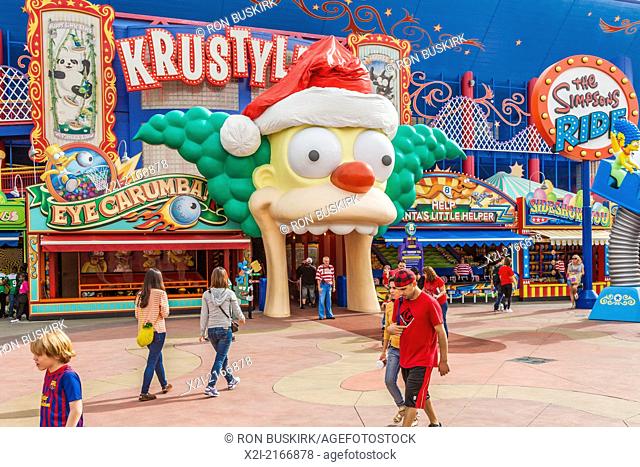 The Simpsons ride at Krustyland attraction at Universal Studios theme park in Orlando, Florida