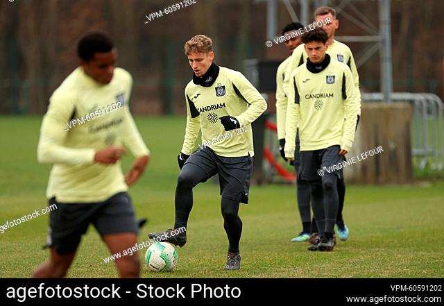 Anderlecht's Hendrik Bellman pictured in action during a training session of Belgian soccer team RSC Anderlecht ahead of the match against Bulgarian PFC...