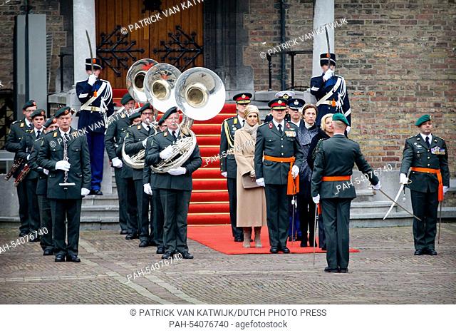 King Willem-Alexander and Queen Maxima of The Netherlands attend the ceremony of the Military Willems-Orde to Majoor Gijs Tuinman at the Binnenhof square in The...
